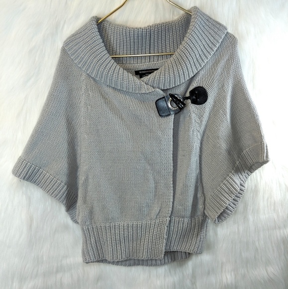 TU - BCBG Maxazria Gray Chunky Sweater Wrap Shrug